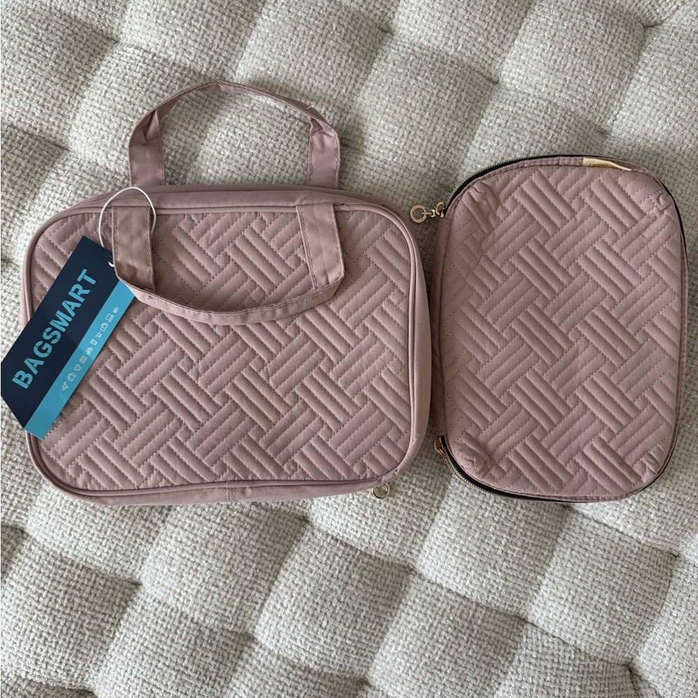 Bag smart - Pink Quilted Cosmetic/Travel Bags with Geometric Design